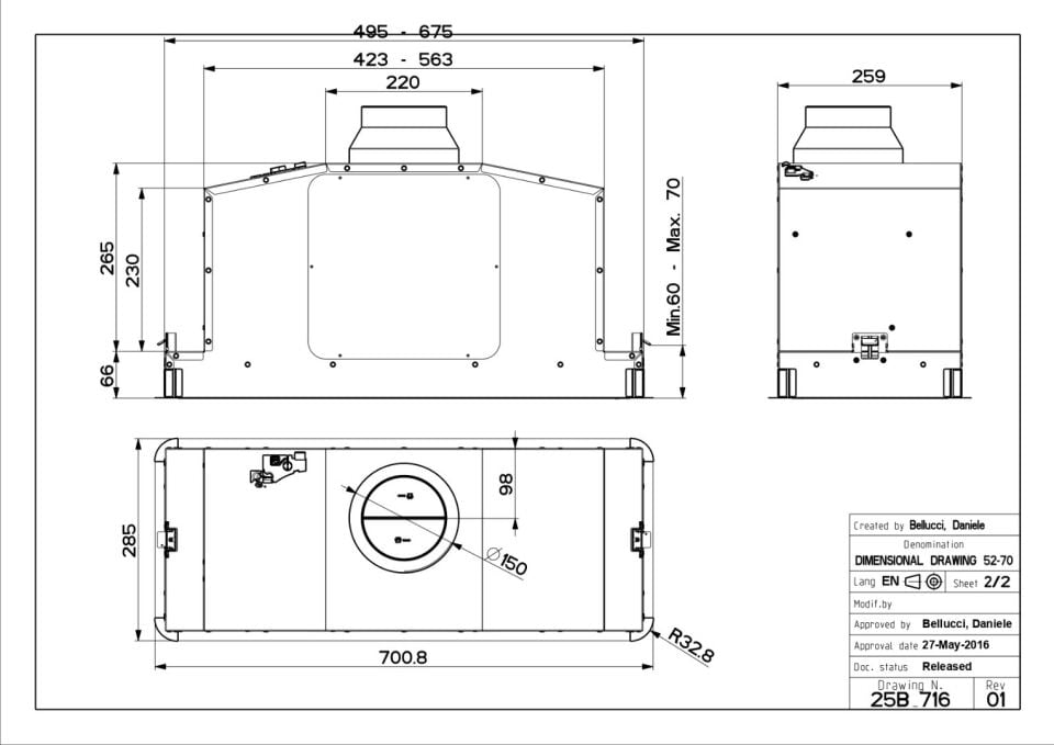 Faber In-Light EV8+X A52 Paslanmaz Çelik Ankastre Davlumbaz