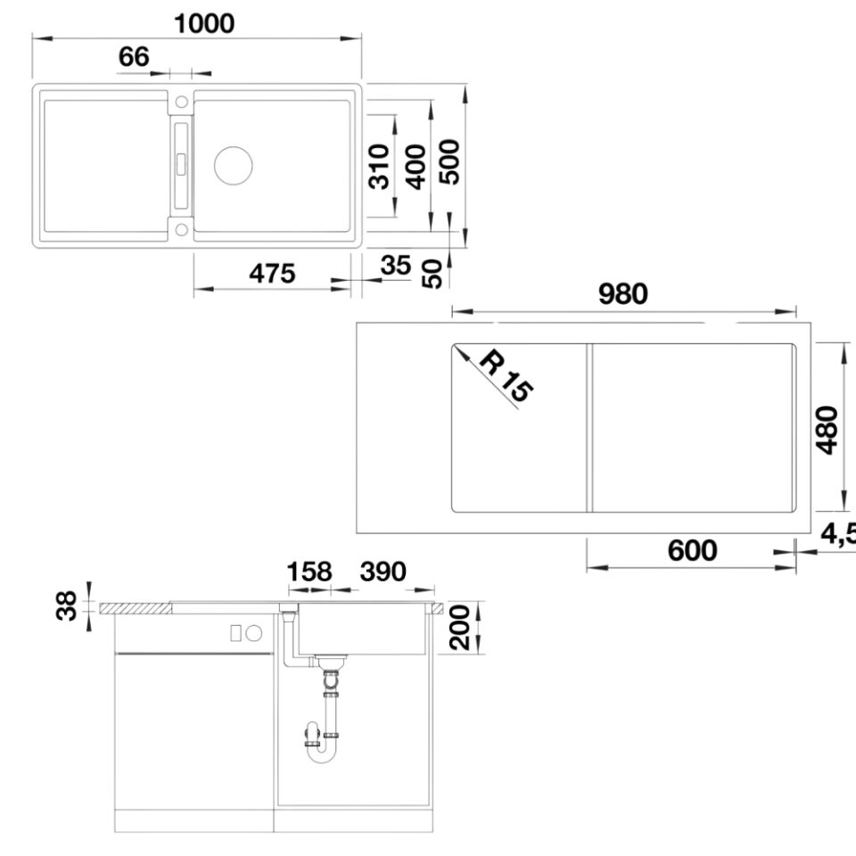Blanco ADIRA XL 6-S Antrasit Eviye -527618