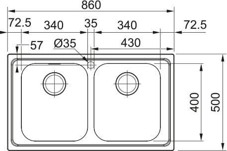 Franke SRX 620-86 Tezgah Üstü Inox Eviye