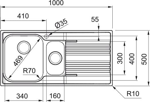 Franke SRX 651 Sağ Damlalıklı Çelik Eviye