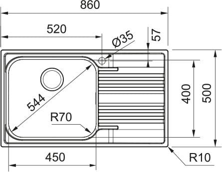 Franke SRX 611-86 LB Sağ Damlalıklı Çelik Eviye