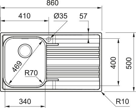 Franke SRX 611-86 Sağ Damlalıklı Inox Çelik Eviye