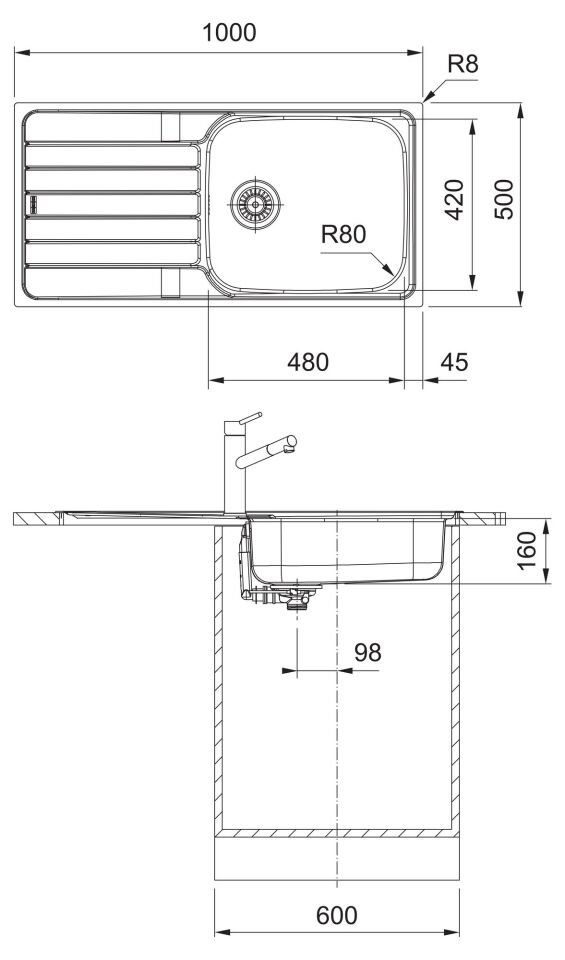 Franke Spark SKX 611-100 LB Inox Çelik Eviye