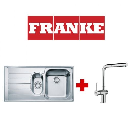 Franke Neptun NEX 651 İnox Sol Damlalıklı Çelik Eviye ve Active Plus 2.0 Krom Armatür