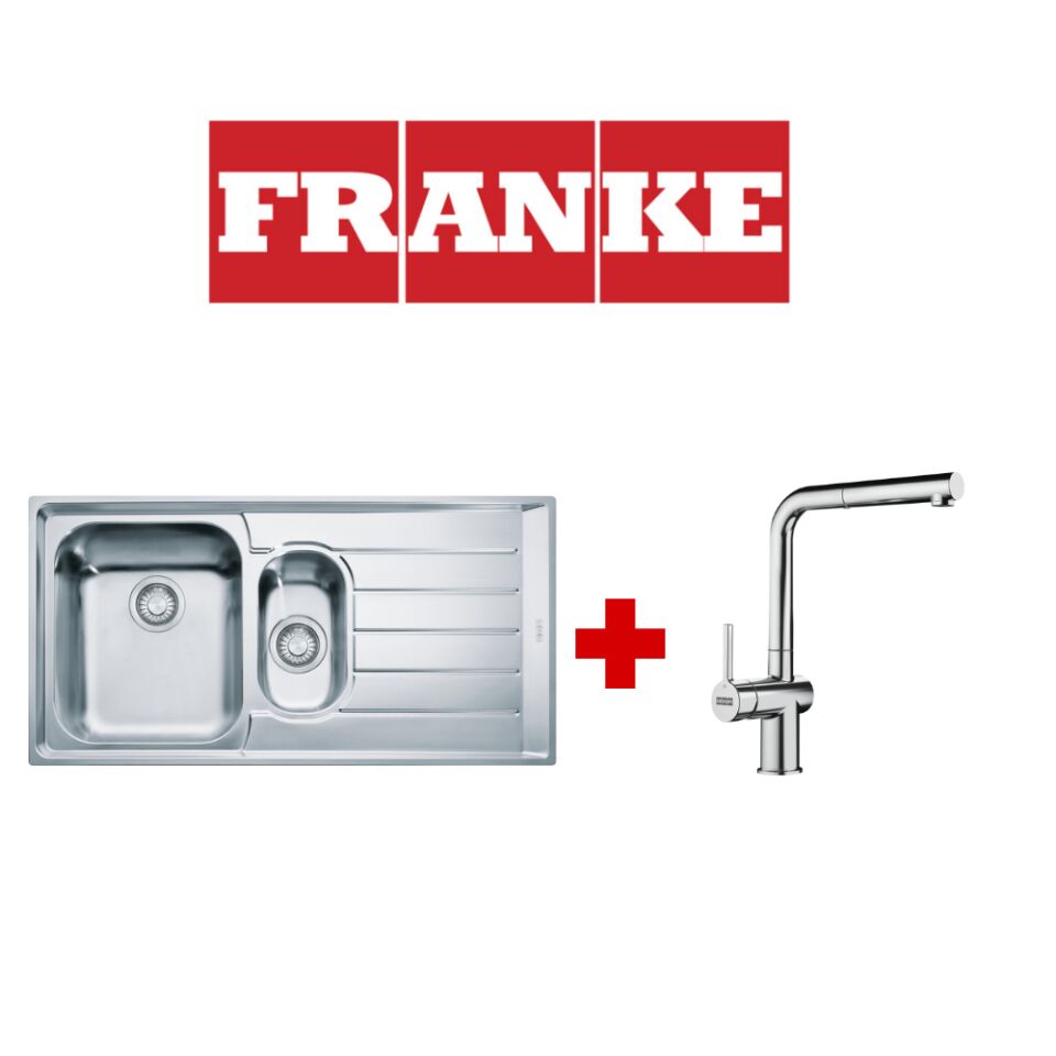 Franke Neptun NEX 651 İnox Sağ Damlalıklı Çelik Eviye ve Active Plus 2.0 Krom Armatür