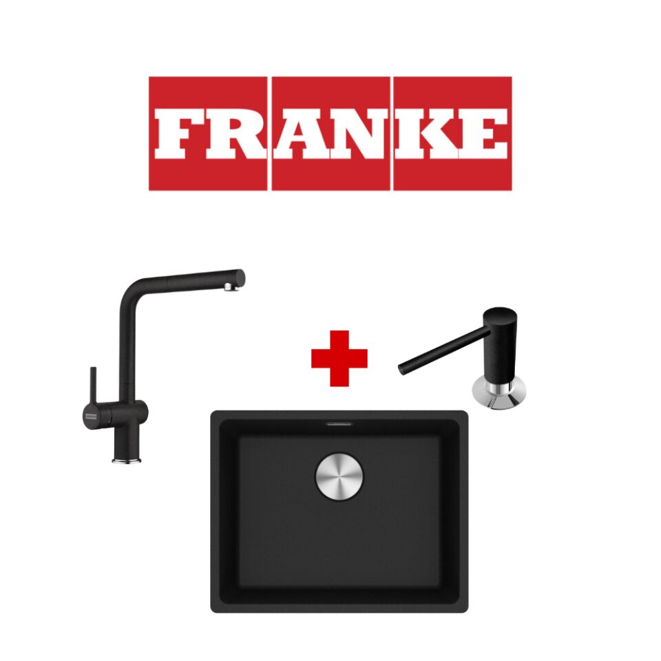 Franke Maris Mrg 110-52 Nero Granit Eviye ve Active Plus 2.0 Nero Armatür ve Nero Sıvı Sabunluk