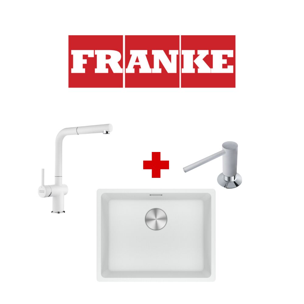 Franke Maris Mrg 110-52 Bianco Granit Eviye ve Active Plus 2.0 Bianco Armatür ve Bianco Sıvı Sabunluk