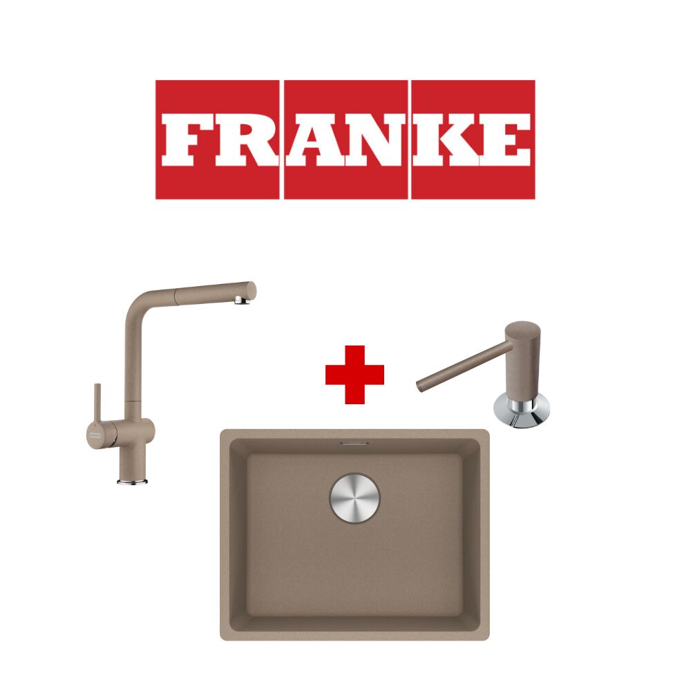 Franke Maris Mrg 110-52 Oyster Granit Eviye ve Active Plus 2.0 Oyster Armatür ve Oyster Sıvı Sabunluk