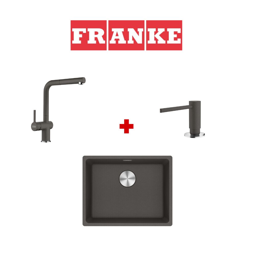 Franke Maris Mrg 110-52 Slate Grey Granit Eviye ve Active Plus 2.0 Slate Grey Armatür ve Slate Grey Sıvı Sabunluk