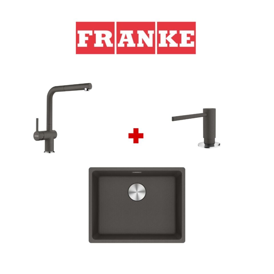 Franke Maris Mrg 110-52 Slate Grey Granit Eviye ve Active Plus 2.0 Slate Grey Armatür ve Slate Grey Sıvı Sabunluk