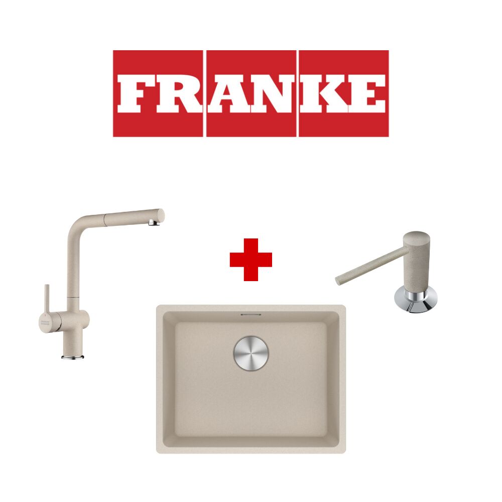 Franke Maris Mrg 110-52 Sahara Granit Eviye ve Active Plus 2.0 Sahara Armatür ve Sahara Sıvı Sabunluk