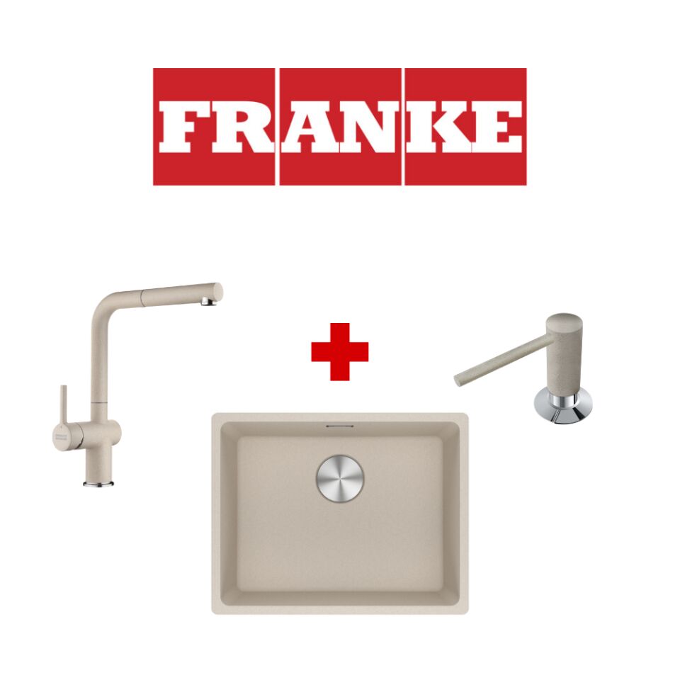 Franke Maris Mrg 110-52 Sahara Granit Eviye ve Active Plus 2.0 Sahara Armatür ve Sahara Sıvı Sabunluk