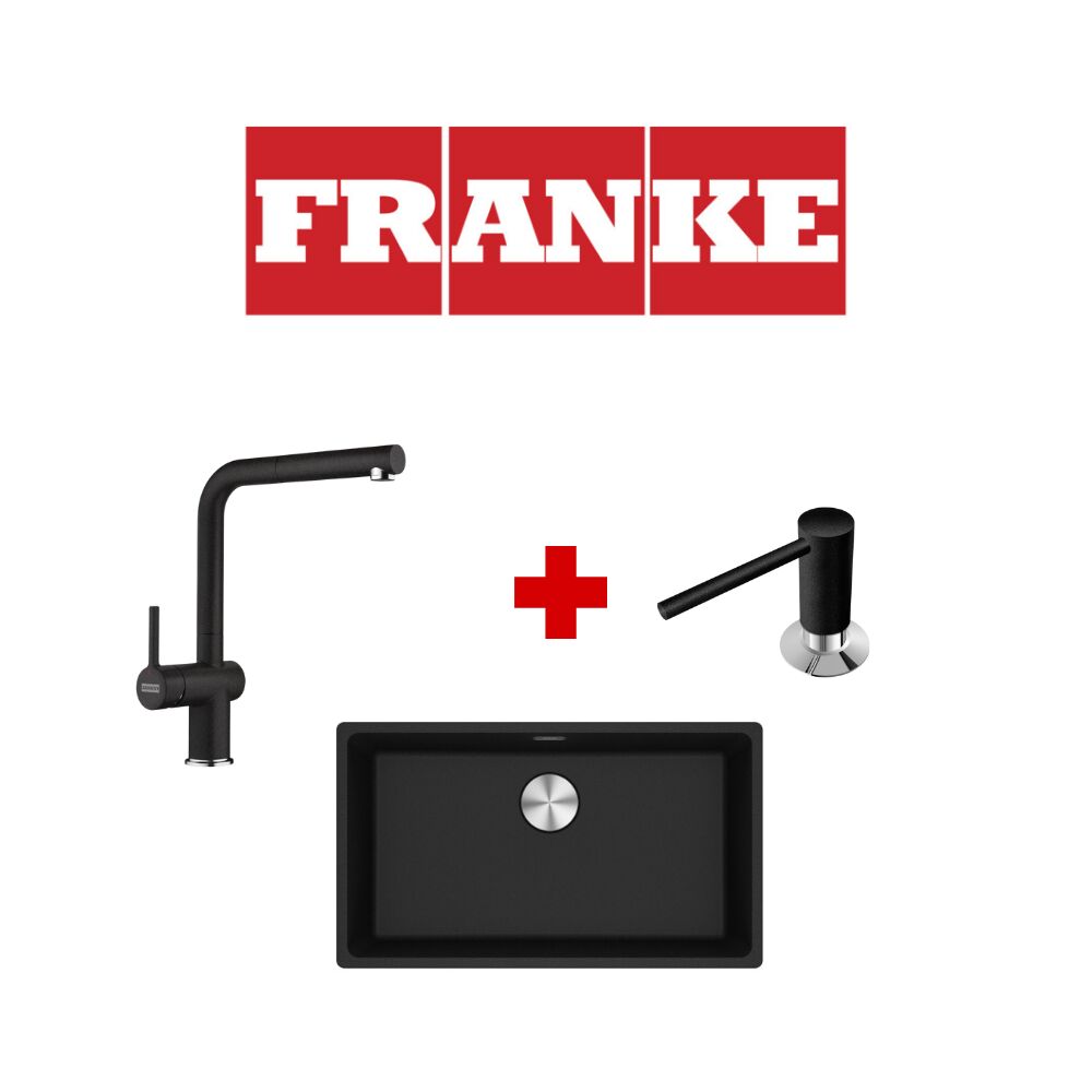 Franke Maris Mrg 110-72 Nero Granit Eviye ve Active Plus 2.0 Nero Armatür ve Nero Sıvı Sabunluk
