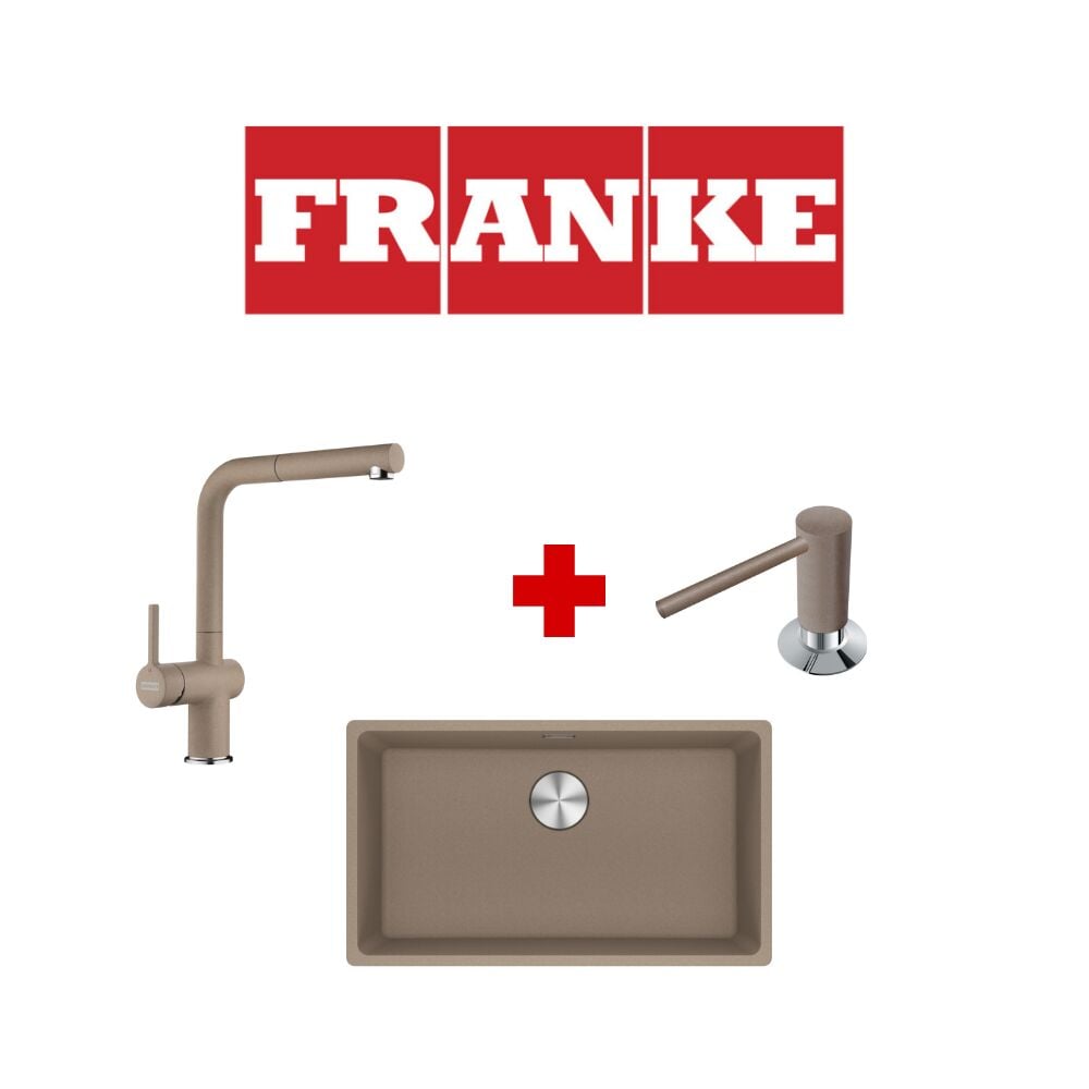 Franke Maris Mrg 110-72 Oyster Granit Eviye ve Active Plus 2.0 Oyster Armatür ve Oyster Sıvı Sabunluk