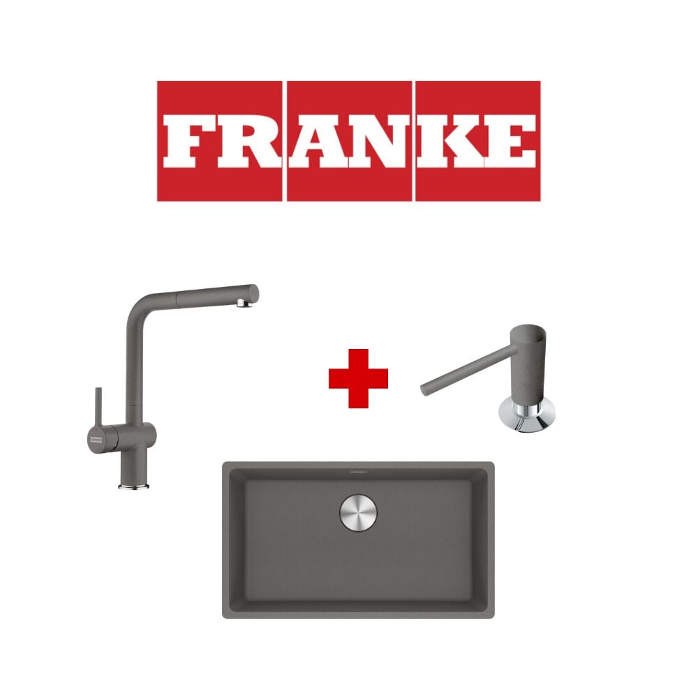 Franke Maris Mrg 110-72 Stone Grey Granit Eviye ve Active Plus 2.0 Stone Grey Armatür ve Stone Grey Sıvı Sabunluk