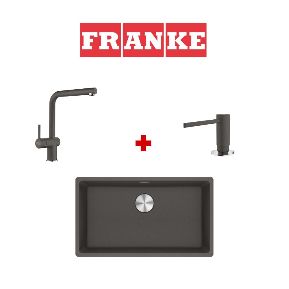 Franke Maris Mrg 110-72 Slate Grey Granit Eviye ve Active Plus 2.0 Slate Grey Armatür ve Slate Grey Sıvı Sabunluk