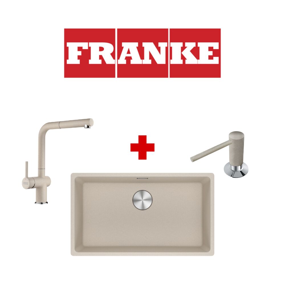 Franke Maris Mrg 110-72 Sahara Granit Eviye ve Active Plus 2.0 Sahara Armatür ve Sahara Sıvı Sabunluk