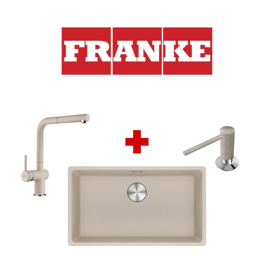 Franke Maris Mrg 110-72 Sahara Granit Eviye ve Active Plus 2.0 Sahara Armatür ve Sahara Sıvı Sabunluk