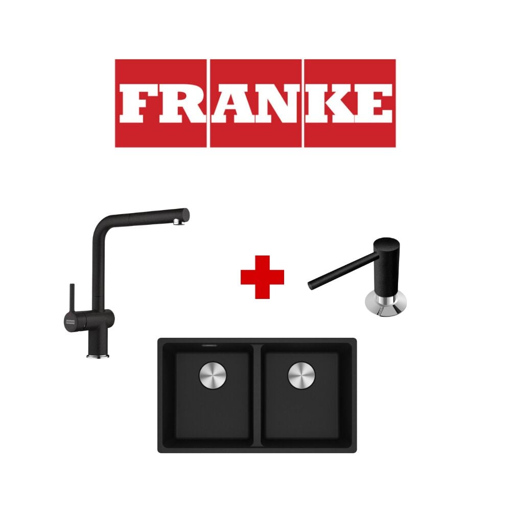 Franke Maris Mrg 120-35-35 Nero Granit Eviye ve Active Plus 2.0 Nero Armatür ve Nero Sıvı Sabunluk