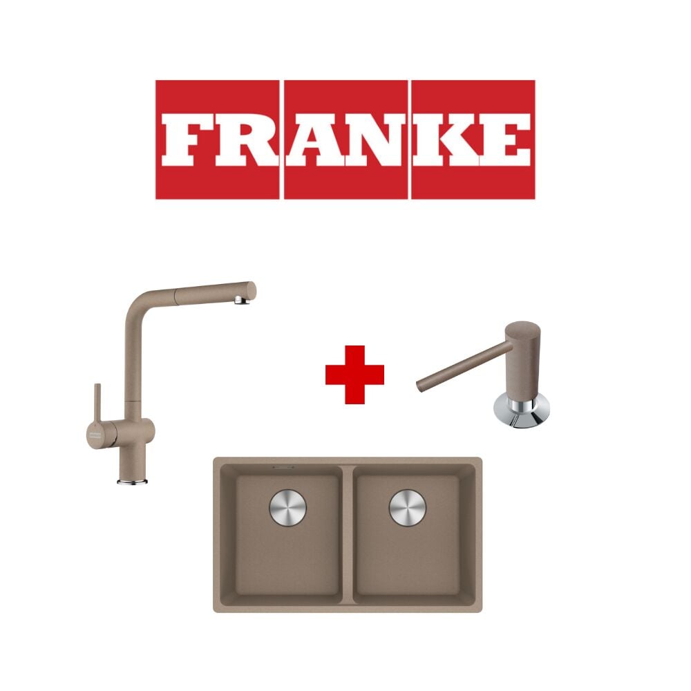 Franke Maris Mrg 120-35-35 Oyster Granit Eviye ve Active Plus 2.0 Oyster Armatür ve Oyster Sıvı Sabunluk