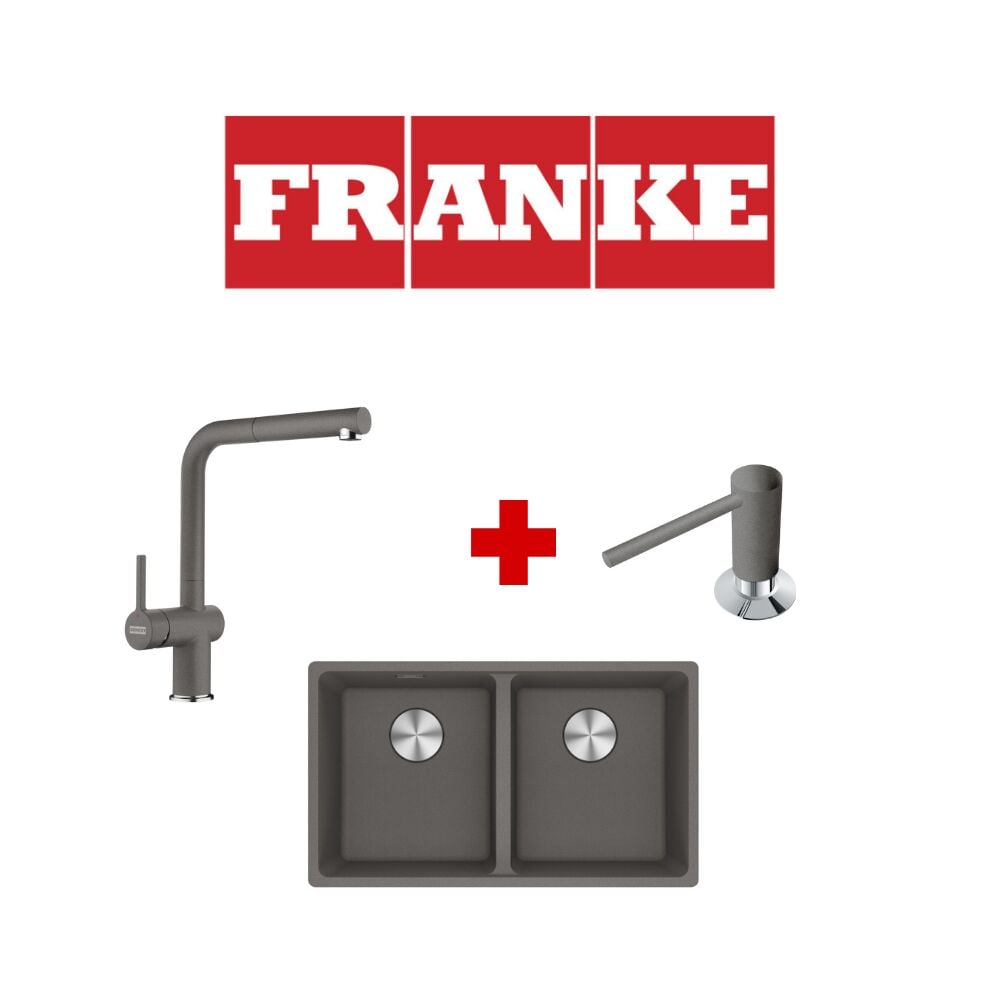 Franke Maris Mrg 120-35-35 Slate Grey Granit Eviye ve Active Plus 2.0 Slate Grey Armatür ve Slate Grey Sıvı Sabunluk