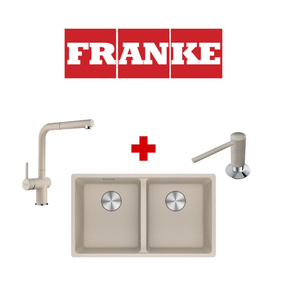 Franke Maris Mrg 120-35-35 Sahara Granit Eviye ve Active Plus 2.0 Sahara Armatür ve Sahara Sıvı Sabunluk