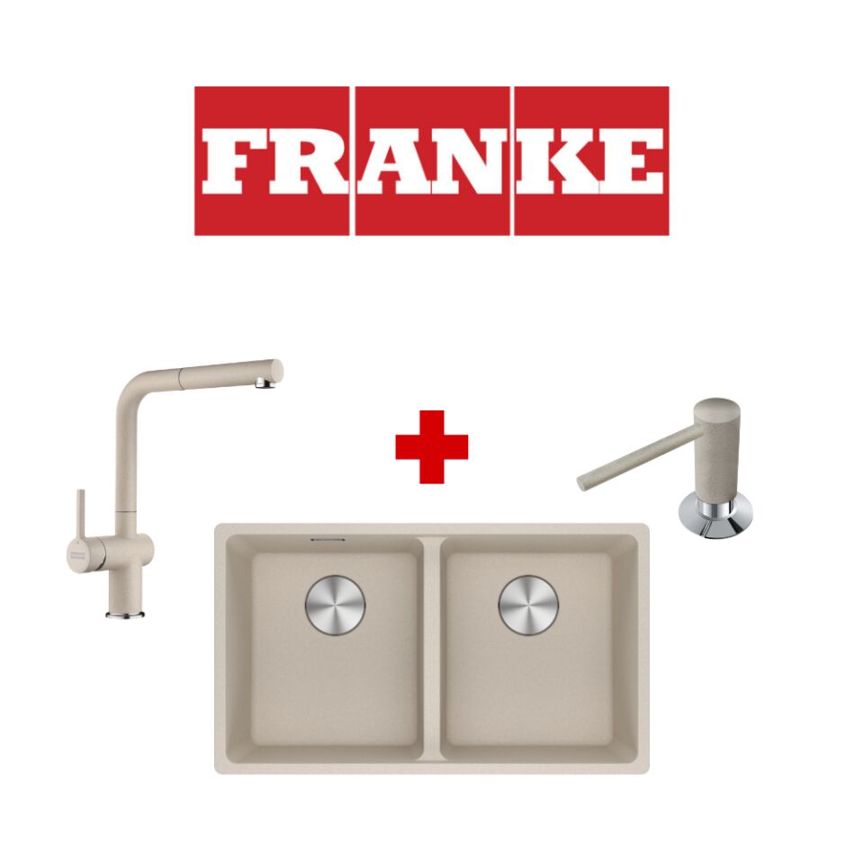 Franke Maris Mrg 120-35-35 Sahara Granit Eviye ve Active Plus 2.0 Sahara Armatür ve Sahara Sıvı Sabunluk