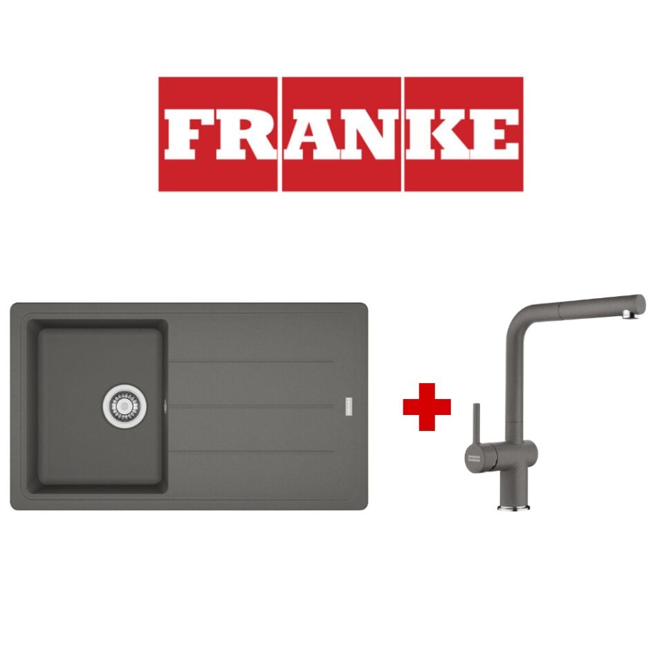 Franke Basis Bfg 611-86 Stone Grey Granit Eviye ve Active Plus 2.0 Stone Grey Armatür
