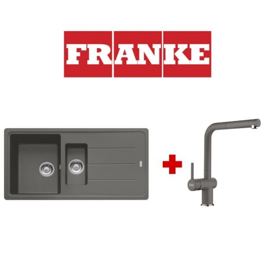 Franke Basis Bfg 651-97 Stone Grey Granit Eviye ve Active Plus 2.0 Stone Grey Armatür