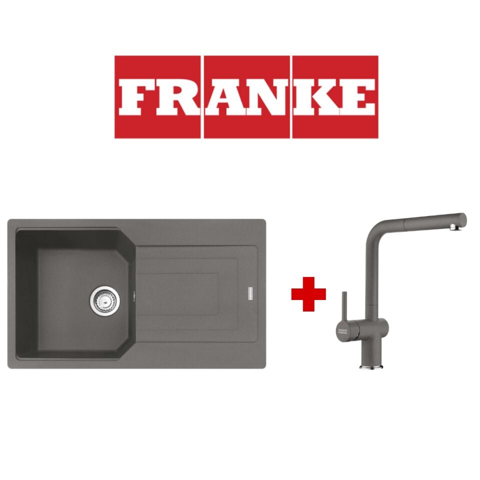 Franke Urban Ubg 611-86 Stone Grey Granit Eviye ve Active Plus 2.0  Stone Grey Armatür