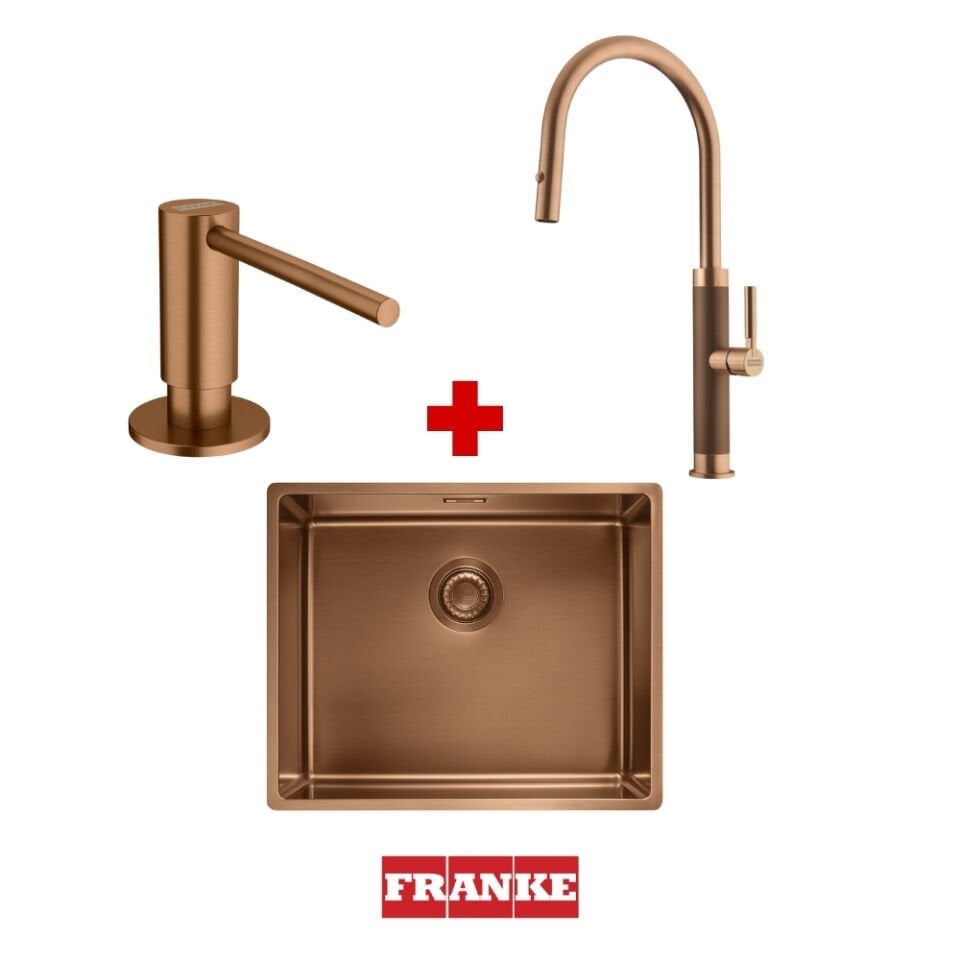 Franke Mythos Masterpiece BXM 210/110-50 Copper Eviye & Masterpiece Copper Armatür & Copper Sabunluk