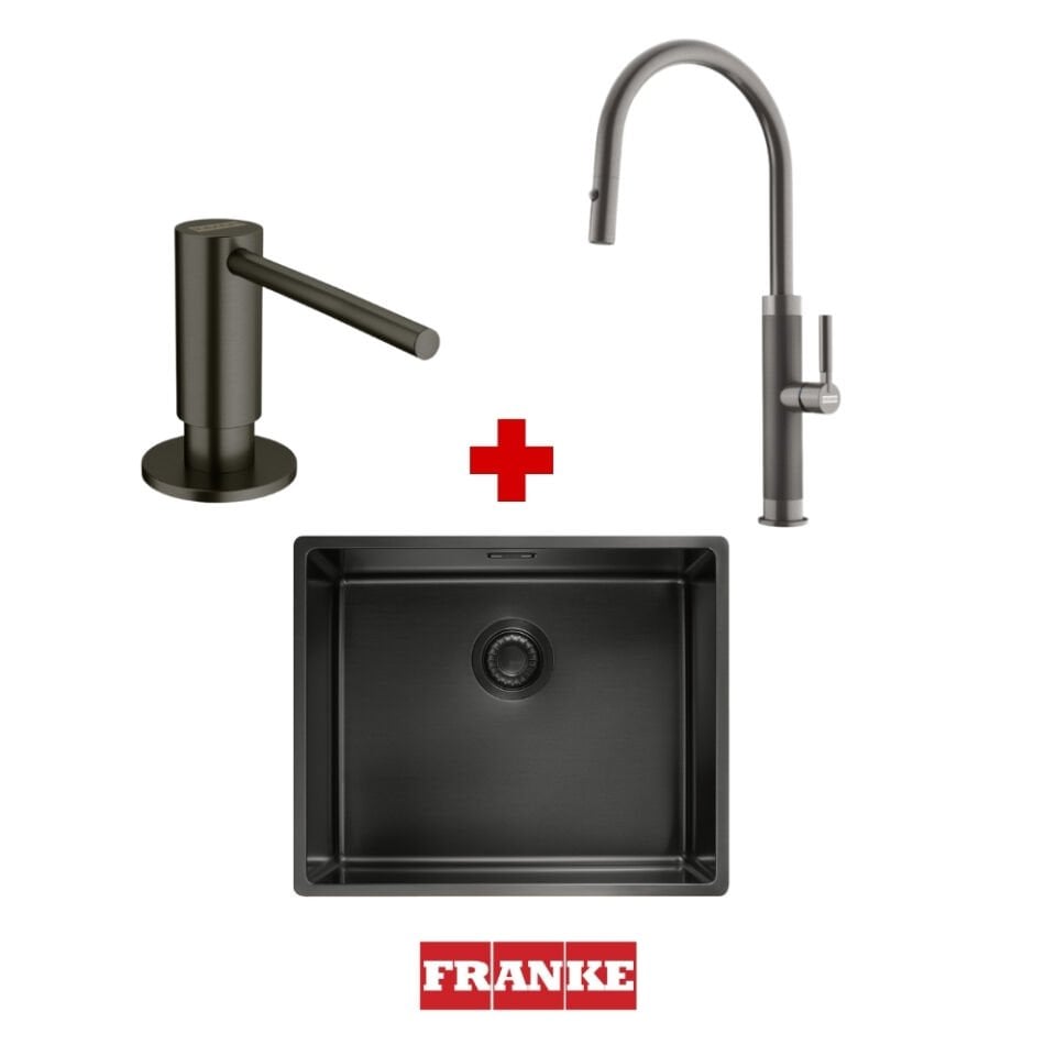 Franke Mythos Masterpiece BXM 210/110-50 Antrasit Eviye & Masterpiece Antrasit Armatür & Antrasit Sabunluk