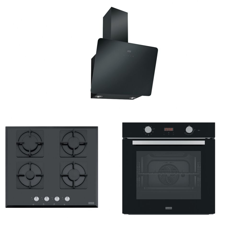 Franke Smart Linear Siyah Cam Ankastre Set