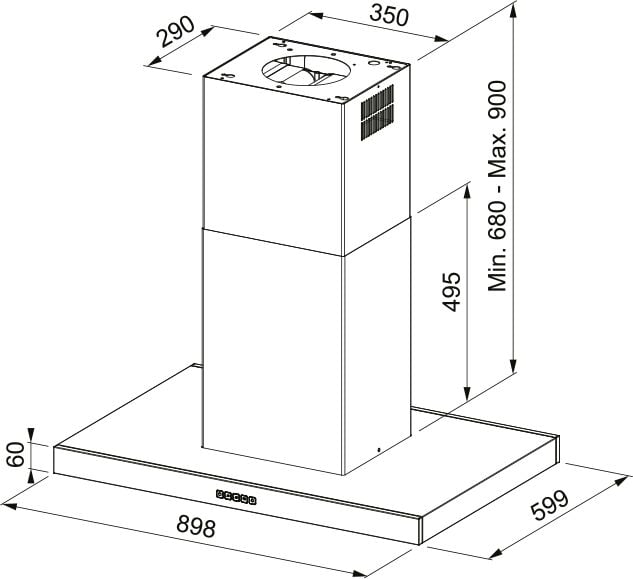 Franke Ada Format TALE 905 I BK/ 900 Mat Siyah Ada Tipi Davlumbaz