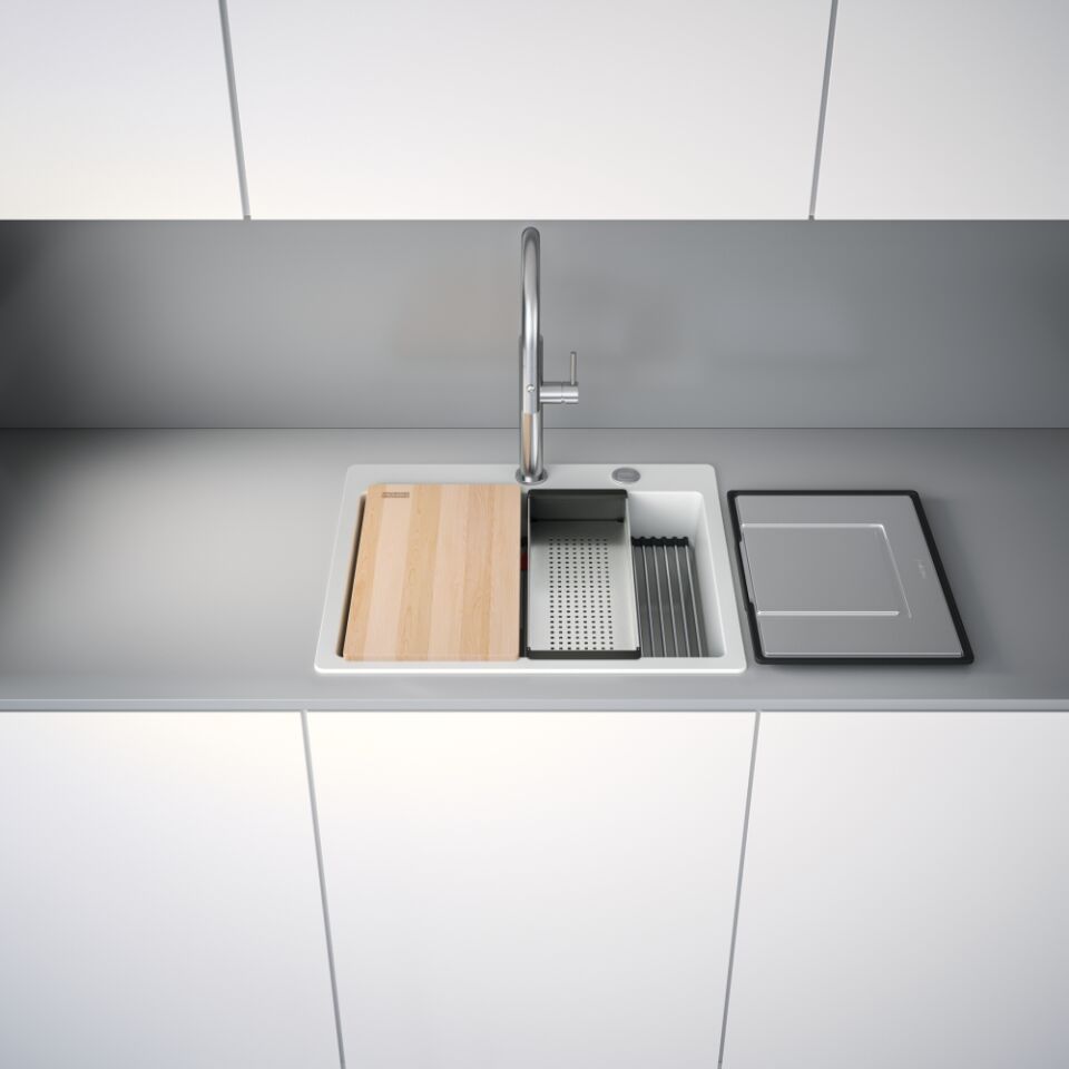 Franke Kubus 2 KNG PRO 610-53 Bianco Granit Eviye