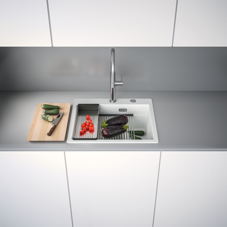 Franke Kubus 2 KNG PRO 610-53 Bianco Granit Eviye