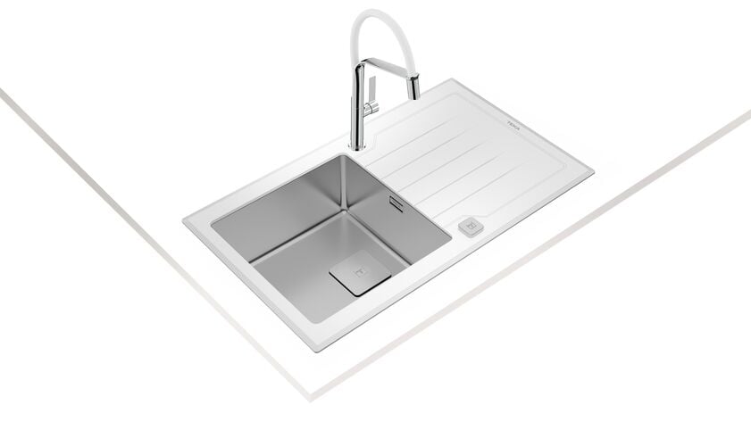 Teka DIAMOND RS15 1B 1D Beyaz Cam Yüzey Eviye - 115100012