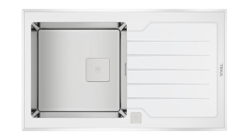 Teka DIAMOND RS15 1B 1D Beyaz Cam Yüzey Eviye - 115100012