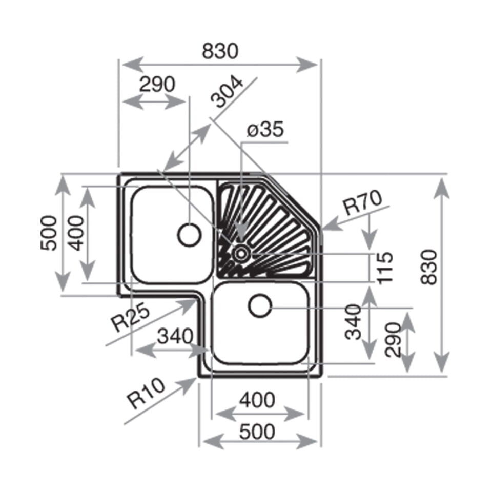 Teka CLASSIC ANGULAR 2B Parlak Yüzey Çelik Eviye - 10118008