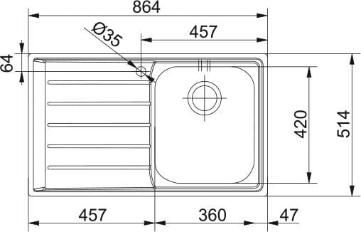 Franke Neptun Slimtop NEX 211-86 İnox Sol Damlalıklı Paslanmaz Çelik Eviye