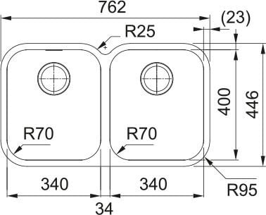 Franke Smart Cuba SRX 120-34-34 Tezgah Altı Eviye