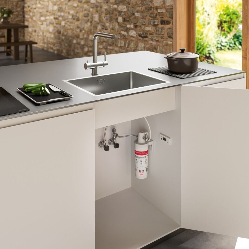 Franke Atlas Çift Elcikli Arıtma Takılabilen Spiralsiz Inox Armatür