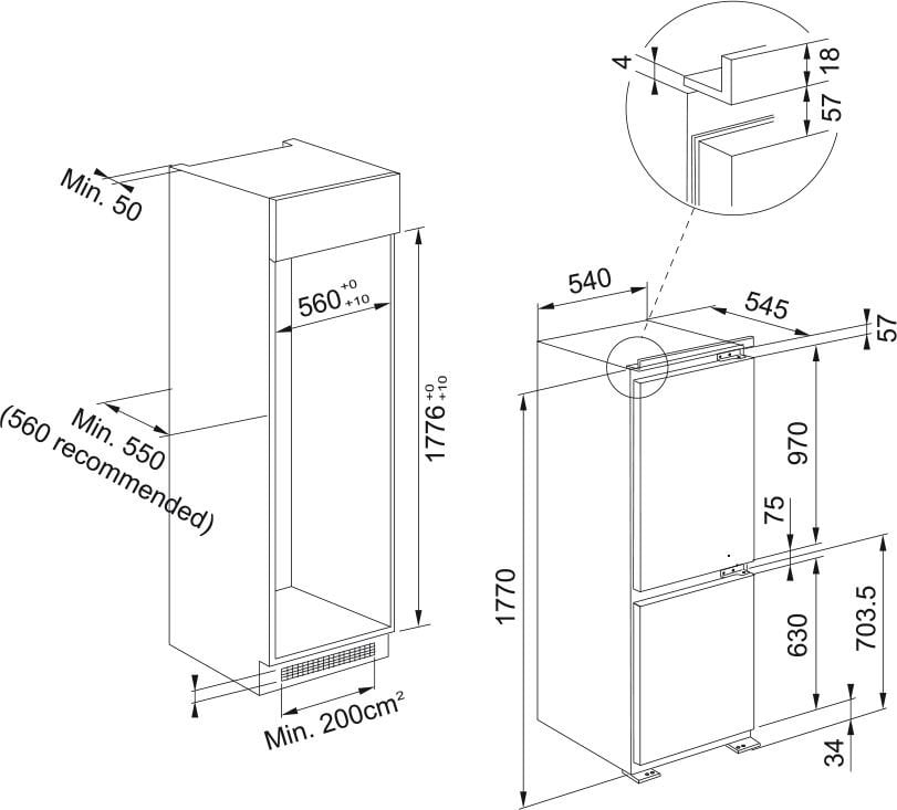 Franke FCB 320 S NE E 2 Kapılı Ankastre Buzdolabı