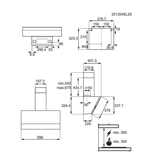 Electrolux LFV439K Hob2Hood Siyah Cam Duvar Tipi Ankastre Davlumbaz