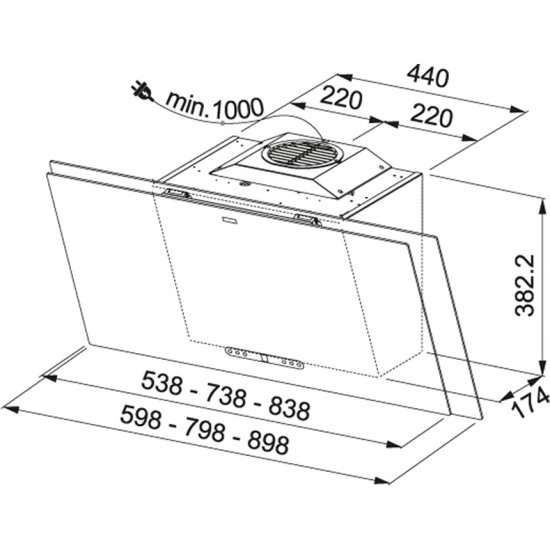 Franke Maris 2.0 FMA 907 BK Yatay Cam Davlumbaz