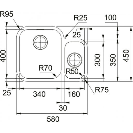 Franke Smart Cuba SRX 160-34-16 Tezgah Altı Evye