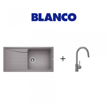 Blanco SONA 6 S XL  Tezgah Üstü Alumetalic Granit Eviye + Mida S Sprialli Alumetalic Armatür
