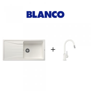 Blanco SONA 6 S XL Tezgah Üstü Bianco Granit Eviye + Mida S Sprialli Bianco Armatür