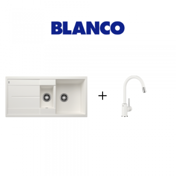 Blanco METRA 6S-F Tezgaha Sıfır Bianco Granit Eviye + Mida S Spiralli Bianco Armatür