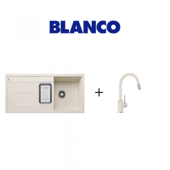 Blanco METRA 6S-F Tezgaha Sıfır Soft Beyaz Granit Eviye + Mida S Spiralli Soft Beyaz Armatür